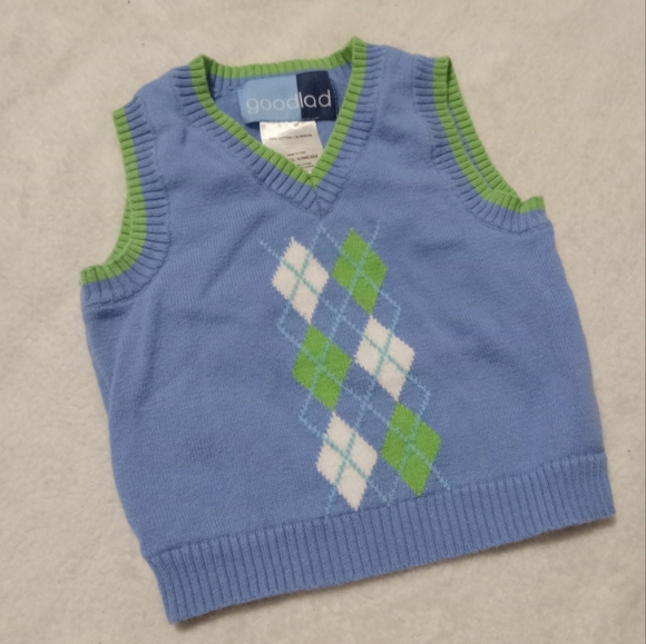 Good Lad Other - 5 for $10 Good Lad Blue Green & White 100% Cotton Knit Sweater Vest 6-9M